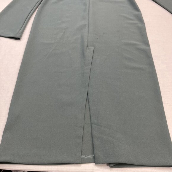 Zara Dress Womens L Gray Sheath Knit Midi Flare Sleeve Minimalist Capsule Office - Picture 8 of 11